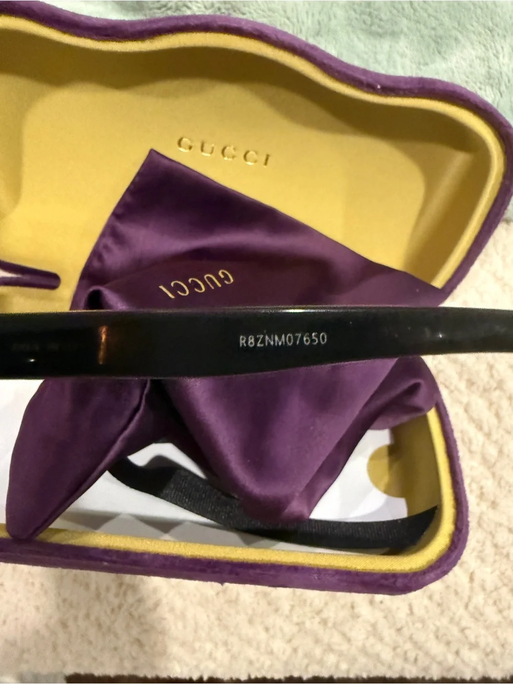 Gucci Black Sunglasses with Purple Case and Pouch